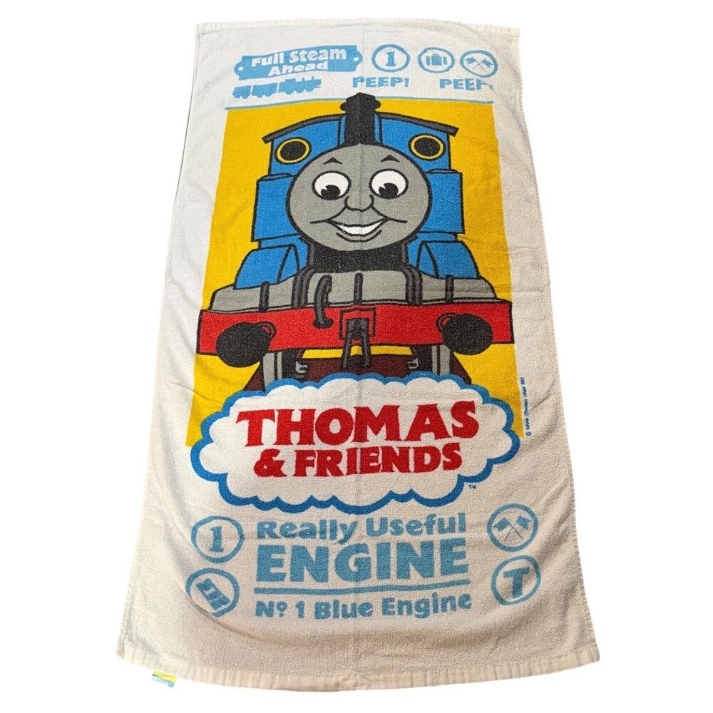 VTG Thomas & Friends Kids Bath Beach Towel 2001 Full Steam Ahead‎ Blue Engine